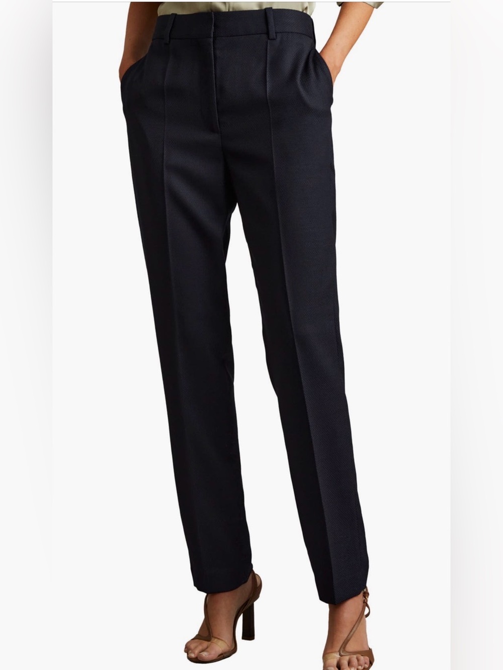 Reiss Nordstrom NWT $240 Hallie Wool Blend Straight Leg Trouser Pants Navy 8